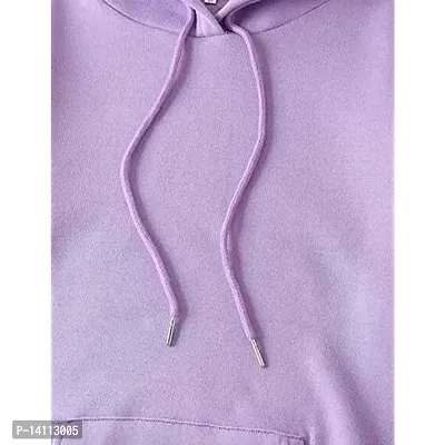 Stylish Purple Cotton Blend Solid Hoodies For Women-thumb4