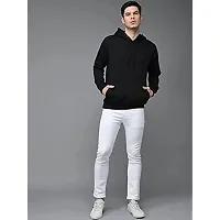 Elegant Navy Blue Cotton Solid Long Sleeves Hoodies For Men-thumb4