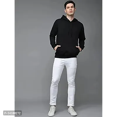 Elegant Navy Blue Cotton Solid Long Sleeves Hoodies For Men-thumb5