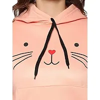 Stylish Peach Cotton Blend Printed Hoodies For Women-thumb4