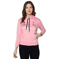 Stylish Pink Cotton Blend Printed Hoodies For Women-thumb3