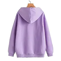 Stylish Purple Cotton Blend Solid Hoodies For Women-thumb1