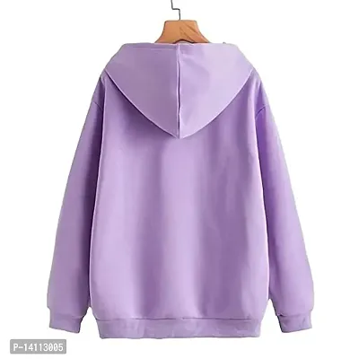 Stylish Purple Cotton Blend Solid Hoodies For Women-thumb2