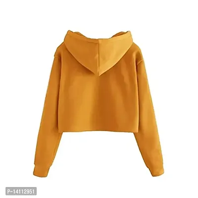 Stylish Orange Cotton Blend Self Pattern Hoodies For Women-thumb2