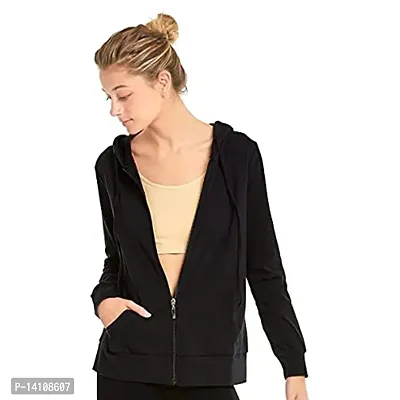 Stylish Black Cotton Blend Solid Jackets For Women-thumb0