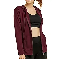 Stylish Maroon Cotton Blend Solid Jackets For Women-thumb1