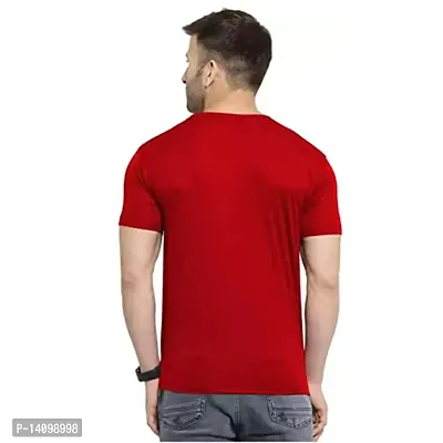 Reliable Red Cotton Blend Solid Round Neck Tees For Men-thumb2