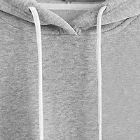 Stylish Grey Cotton Blend Solid Hoodies For Women-thumb2