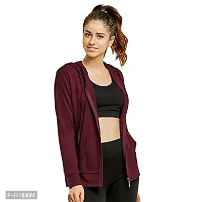 Stylish Maroon Cotton Blend Solid Jackets For Women