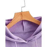 Stylish Purple Cotton Blend Solid Hoodies For Women-thumb2