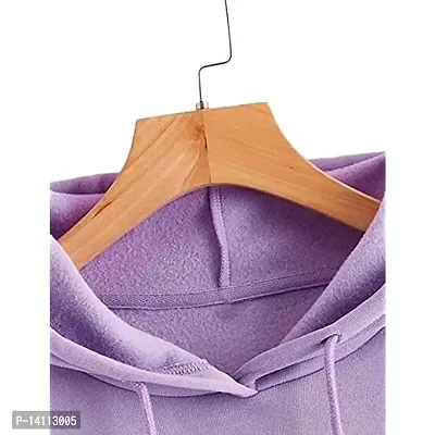 Stylish Purple Cotton Blend Solid Hoodies For Women-thumb3