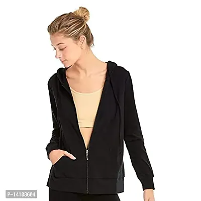 Stylish Black Cotton Blend Solid Jackets For Women