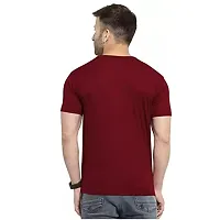 Reliable Maroon Cotton Blend Solid Round Neck Tees For Men-thumb1