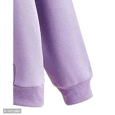 Stylish Purple Cotton Blend Solid Hoodies For Women-thumb5