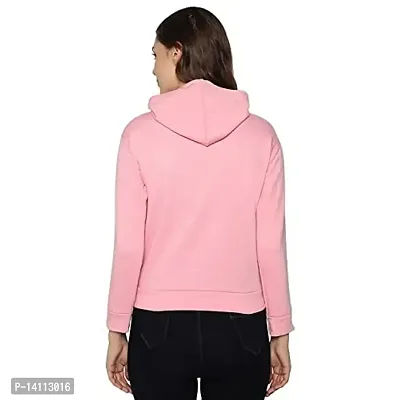 Stylish Pink Cotton Blend Printed Hoodies For Women-thumb2