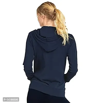 Stylish Navy Blue Cotton Blend Solid Jackets For Women-thumb3