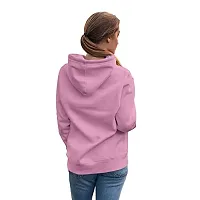 Stylish Pink Cotton Blend Printed Hoodies For Women-thumb1