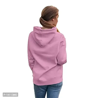 Stylish Pink Cotton Blend Printed Hoodies For Women-thumb2
