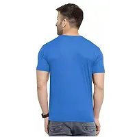 Reliable Blue Cotton Blend Solid Round Neck Tees For Men-thumb1