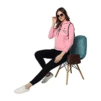 Stylish Pink Cotton Blend Printed Hoodies For Women-thumb4