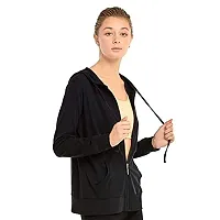 Stylish Black Cotton Blend Solid Jackets For Women-thumb1