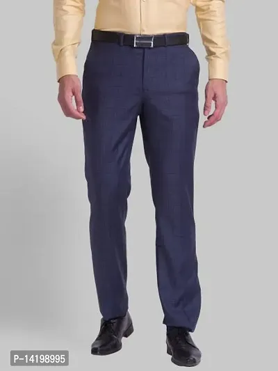 Buy Regular Fit Men Trousers Blue and Navy Blue Combo of 2 Polyester Blend  for Best Price, Reviews, Free Shipping