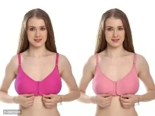 Women Girls Non Paded Full Covrage Front Hook Bra Pack Of 2(Get Any Random Colore)