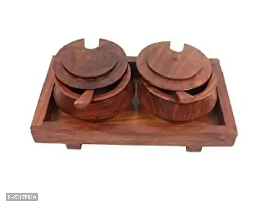 Wooden Serving Jar Set With Tray And Spoon For Home Kitchen-thumb0