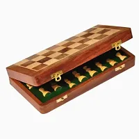 WOODHOBBLE Wooden Handmade Foldable Magnetic Chess Board Set with Magnetic Pieces and Extra Queens for Kids and Adults (7x7 Inches, Brown)-thumb2