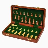 WOODHOBBLE Wooden Handmade Foldable Magnetic Chess Board Set with Magnetic Pieces and Extra Queens for Kids and Adults (7x7 Inches, Brown)-thumb1