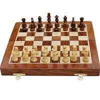 WOODHOBBLE Wooden Handmade Foldable Magnetic Chess Board Set with Magnetic Pieces and Extra Queens for Kids and Adults (7x7 Inches, Brown)-thumb3