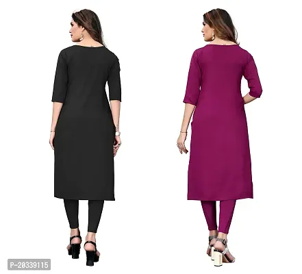 SANSKRUTI FASHION Women's Crepe Digital Print Straight Kurta(Pack of 2) (XXL, BlackDARKPURPEL)-thumb2