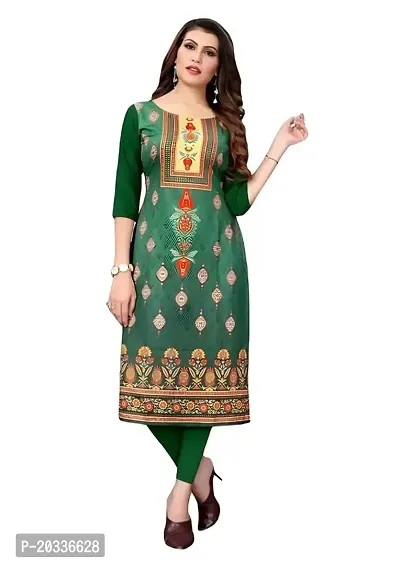 Lemon Tart Women's Crepe Printed Straight Kurti Size- X-Small Color-Green (VOL-07-XS)