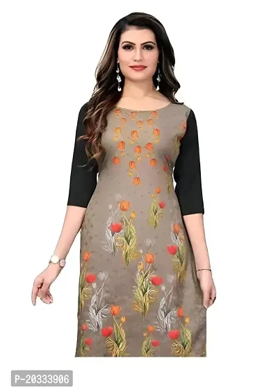 Lemon Tart Women's Crepe Printed Straight Kurti Size- Large Color-Black (VOL-22-L)-thumb2