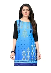 Lemon Tart Women's Crepe Printed Straight Kurti Size- Large Color-Blue (VOL-35-L)-thumb1