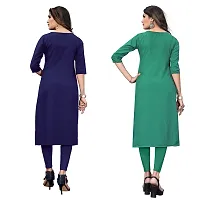 SANSKRUTI FASHION Women's Crepe Digital Print Straight Kurta(Pack of 2) (M, DARKBLUESeagreen)-thumb1