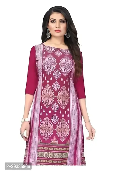 Lemon Tart Women's Crepe Printed Straight Kurti Size- Medium Color-Pink (VOL-27-M)-thumb2