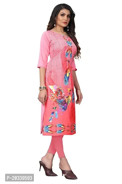 SANSKRUTI FASHION Women's Crepe Digital Print Straight Kurta(Pack of 2) (S, RosepinkBABYGREEN)-thumb3