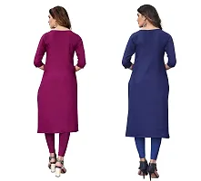 SANSKRUTI FASHION Women's Crepe Digital Print Straight Kurta(Pack of 2) (S, PURPELDODGEBLUE)-thumb1