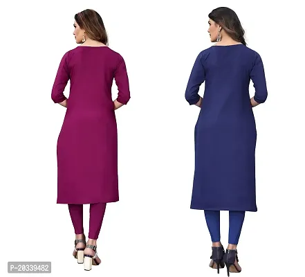 SANSKRUTI FASHION Women's Crepe Digital Print Straight Kurta(Pack of 2) (S, PURPELDODGEBLUE)-thumb2