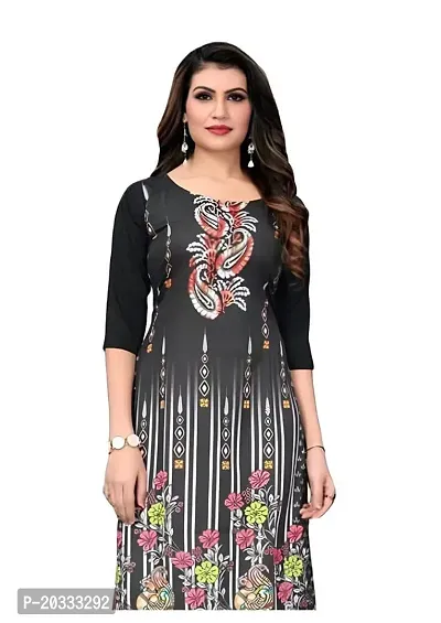 Lemon Tart Women's Crepe Printed Straight Kurti Size- Medium Color-Black (VOL-04-M)-thumb4