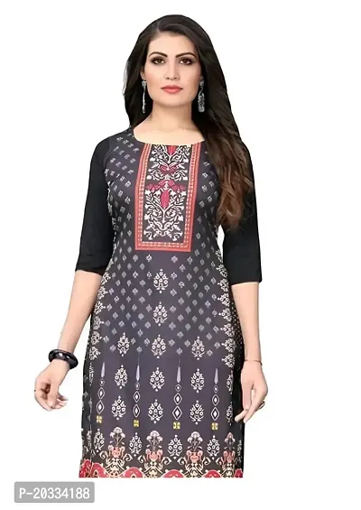 Lemon Tart Women's Crepe Printed Straight Kurti Size- X-Small Color-Black (VOL-24-XS)-thumb2