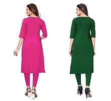 SANSKRUTI FASHION Women's Crepe Digital Print Straight Kurta(Pack of 2) (L, HOTPINKForestGreen)-thumb1