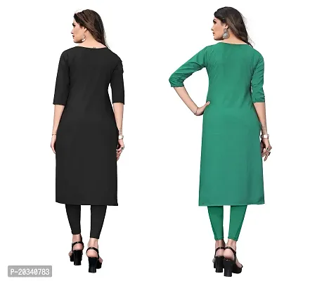 SANSKRUTI FASHION Women's Crepe Digital Print Straight Kurta(Pack of 2) (XL, BlackSeagreen)-thumb2