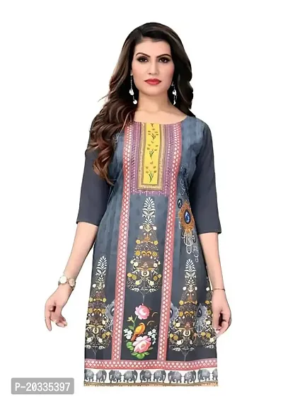 Lemon Tart Women's Crepe Printed Straight Kurti Size- X-Small Color-Grey (VOL-06-XXL)-thumb2