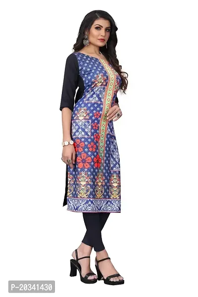 SANSKRUTI FASHION Women's Crepe Digital Print Straight Kurta(Pack of 2) (L, STEEBLUEBluegrey)-thumb3