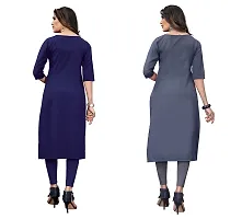 SANSKRUTI FASHION Women's Crepe Digital Print Straight Kurta(Pack of 2) (M, DARKBLUEDIMGREY)-thumb1