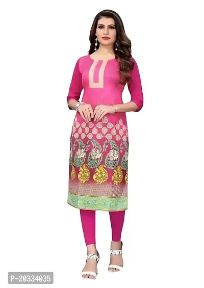 Lemon Tart Women's Crepe Printed Straight Kurti Size- X-Small Color-Pink (VOL-09-XXL)-thumb0