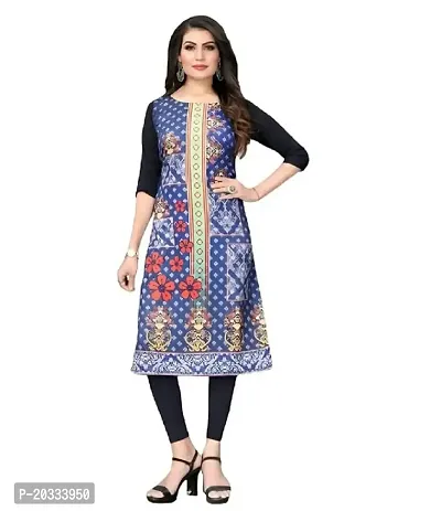 Lemon Tart Women's Crepe Printed Straight Kurti Size- X-Small Color-Blue (VOL-31-XXL)-thumb0