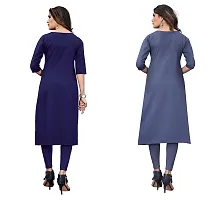 SANSKRUTI FASHION Women's Crepe Digital Print Straight Kurta(Pack of 2) (S, DARKBLUESLATEGREY)-thumb1